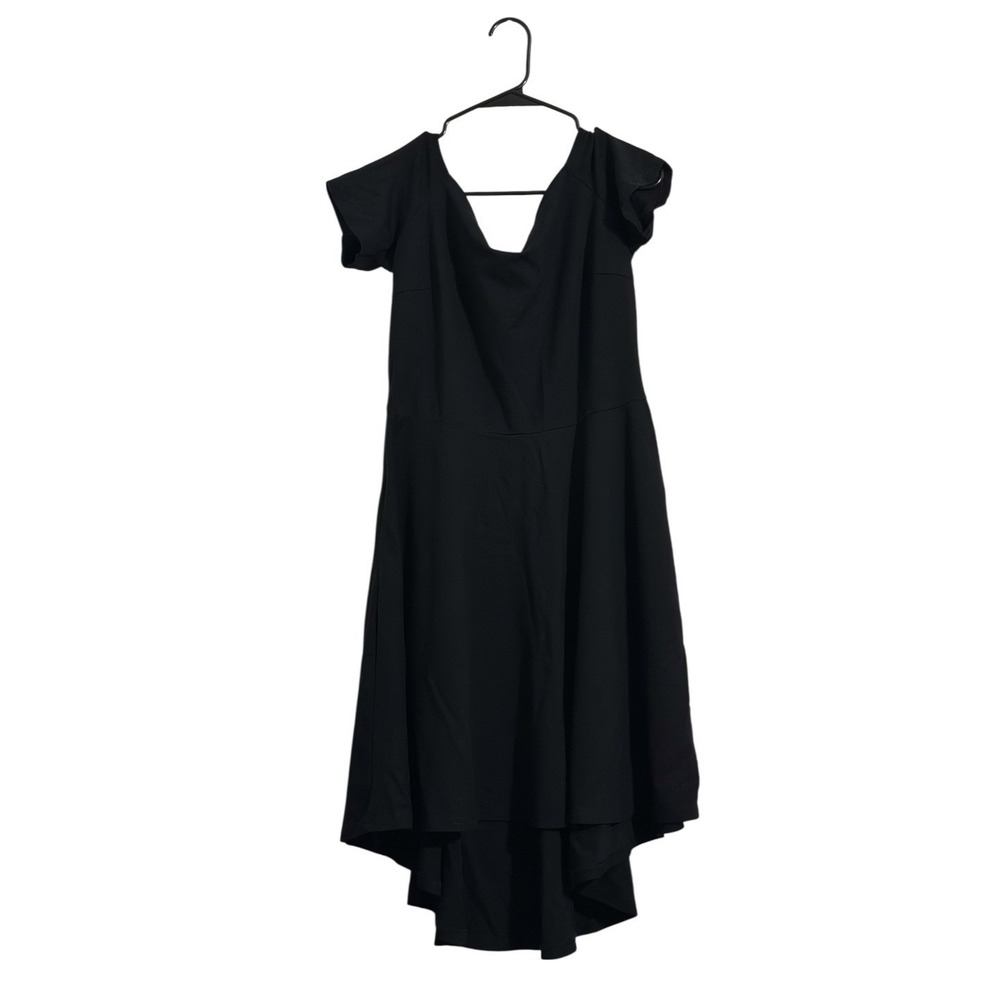 Sarin Mathews Off Shoulder‎ High Low Fit Flare Black Cocktail Dress Women's  XXL